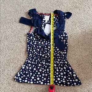 Anthropologie Ric Rac Navy and White Polka Dot top sz xs